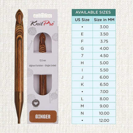 KnitPro Ginger Afghan/Tunisian Crochet Hook | 12.00mm