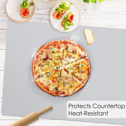 Extra Large Silicone Mat, 31.5x16.9 Inch Heat Resistant Mat for Kitchen Counter, Non-Stick Silicone Baking Mat for Dough and Pastry, Thick Silicone Pad Countertop Protector, Gray