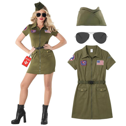 Fun Shack Army Costume Women, Pilot, Halloween Cos