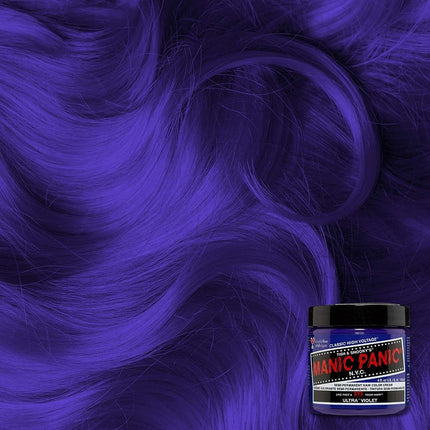 MANIC PANIC Classic Ultra Violet Semi Permanent Hair Color - Blue-Toned Purple Hair Dye for Women & Men That Lasts 4-6 Weeks - Vegan, Ammonia & Cruelty-Free - Create & Mix Custom Shades (4oz / 3pk)