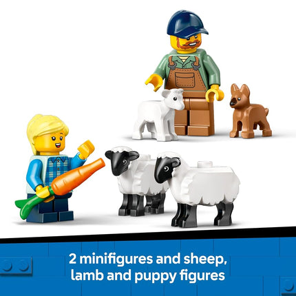 LEGO City Red Farm Tractor with Trailer & Sheep Toy Set - Playset with Animal Figures - Montessori Toys for 4+ Year Old Boys & Girls - Early Learning Gifts - 60461