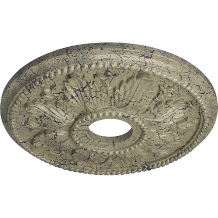 18 1/8"OD x 3 1/2"ID x 2 3/4"P Edinburgh Ceiling Medallion (Fits Canopies up to 5 1/8"), Hand-Painted Castle Stone Crackle