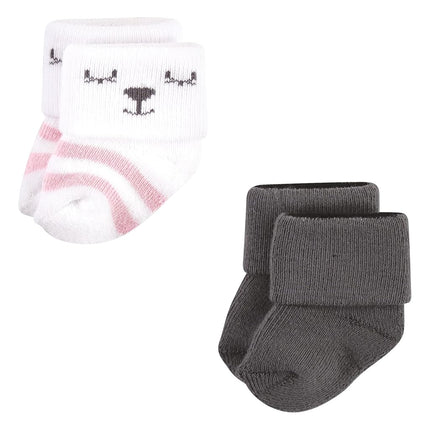 Hudson Baby Calcetines de Felpa y Algodón para Recién Nacida y Bebé Niña, Diseño Oso Niña, Paquete de 12, 6-12 Meses