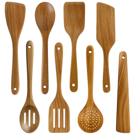 8 Pcs Best Acacia Wood Kitchen Utensil Set Wooden 