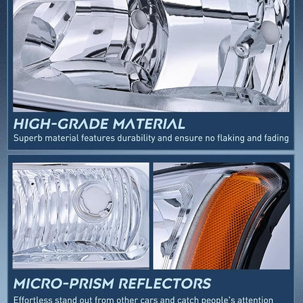 Nilight Headlight Assembly for 2003 2004 2005 2006 Chevy Silverado Avalanche 1500 1500HD 2500 2500HD 3500 Chevrolet Pickup Replacement Headlamp Housing Bumper Lamp Set