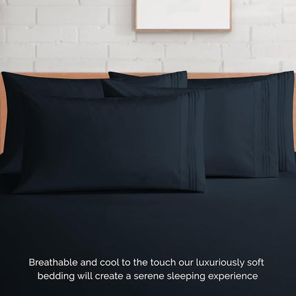 1500 Series Ultra Silky Soft Luxury 3 pc Sheet Set, Deep Pocket Up to 16" - Wrinkle Resistant - All Size and Colors, Twin Black