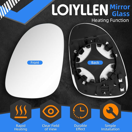 LOIYLLEN Right Side Mirror Replacement for Volkswagen VW 2006-2009 Golf GTI MK5 Golf Rabbit 2005-2010 Passat Jetta 2011-2014 Jetta Sportswagen 2007-2008 EOS 2008 R32 - Right Heated Mirrors Glass