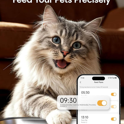 oneisall 5G WiFi Automatic Cat Feeder for 2 Cats, App Control, 20 Cups/5L