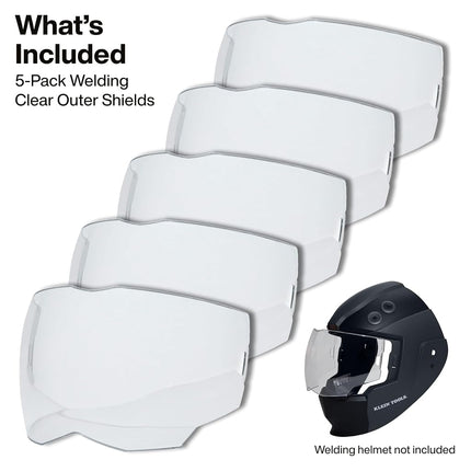 Klein Tools KWHOSHIELD Welding Helmet Outer Shield, 5-Pack, Clear Outer Shield, Welding Helmet Accessories
