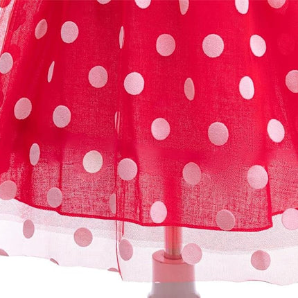 Dressy Daisy Baby Girls Polka Dots Fancy Dress Up Halloween Costume Birthday Party Outfit with Mouse Ears Headband Size 1-2, Red 426