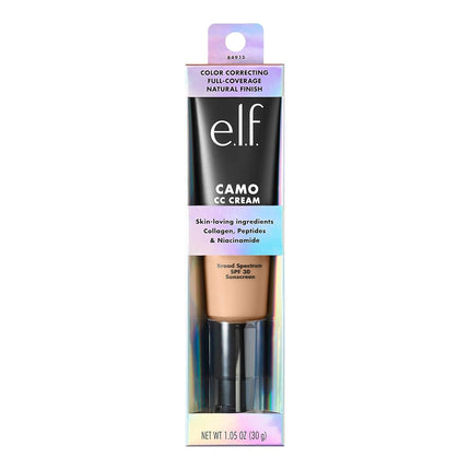 e.l.f. Camo CC Cream, Color Correcting Medium-To-Full Coverage Foundation with SPF 30, Light 250 W, 1.05 Oz (30g)