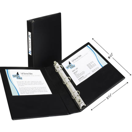 Avery Mini Durable Binder with 1" Round Rings, Holds 5-1/2" x 8-1/2" Paper, Label Holder, 6 Black Binders (27257)