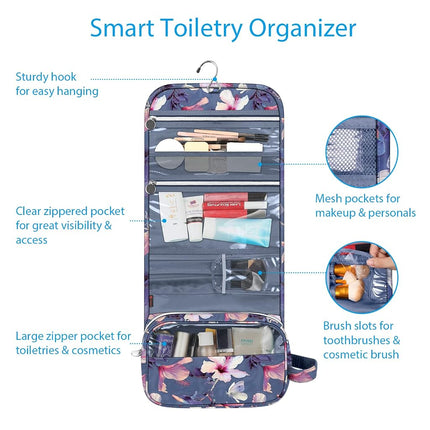 FINTIE Portable Toiletry Cosmetic Travel Bag Hanging Makeup Organizer