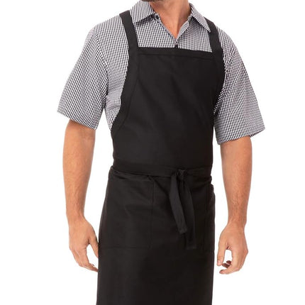 Chef Works Cross-Back Bib Apron Kitchen, Black, One Size