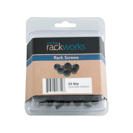 Gator Rackworks Standard Size Rack Screws; 25 Pack (GRW-SCRW025), Black
