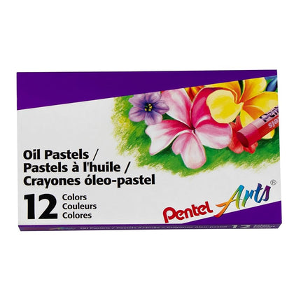 Pentel arts oil pastels - set of 12 assorted colours