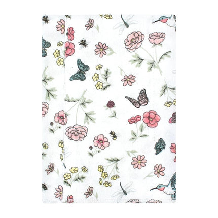 Hudson Baby Unisex Baby Cotton Flannel Burp Cloths, Hummingbird Garden 4 Pack, One Size