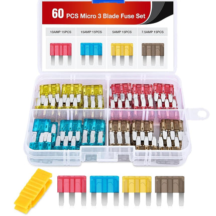 Nilight 60PCS Micro3 Fuse ATL Car Blade Fuses Asso