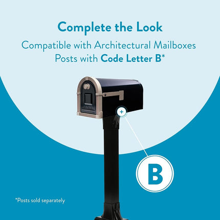 ARCHITECTURAL MAILBOXES BM16BSNEC Brunswick Post Mount Mailbox, Black and Satin Nickel, L