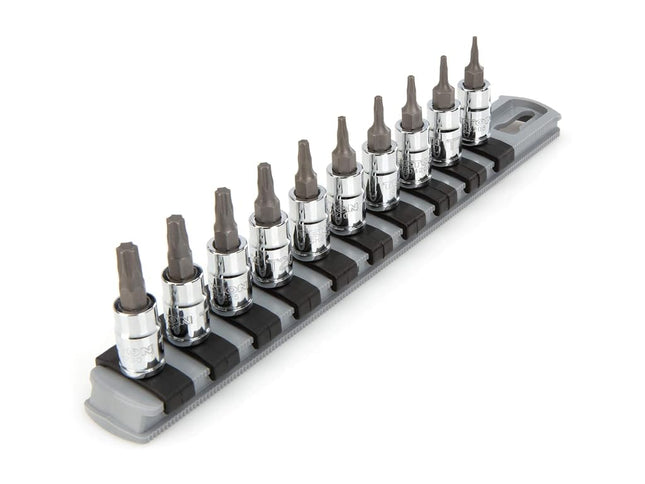 TEKTON 1/4 Inch Drive Torx Bit Socket Set with Rail, 10-Piece (T6-T30) | SHB90103