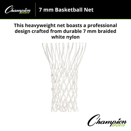 Filet de basket-ball professionnel de luxe Champion Sports unisexe adulte 7 mm anti-fouet, professionnel de luxe (7 mm - Blanc)