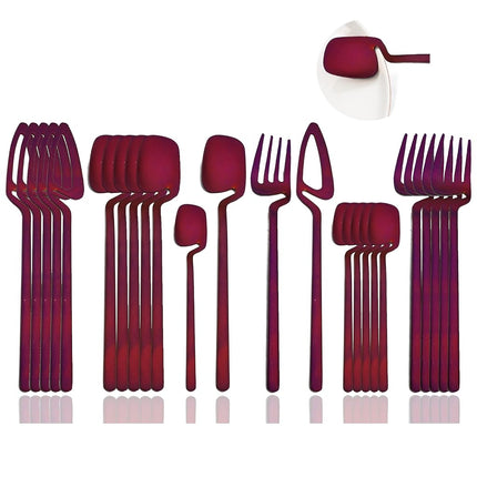 JASHII Silverware Set 24-Piece Stainless Steel Fla