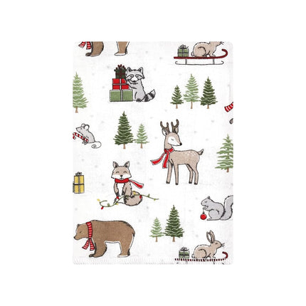 Lot de lingettes Hudson Baby en flanelle de coton unisexe pour bébé, Forêt de Noël, Taille unique