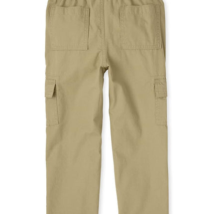 The Children's Place Boys' Uniform Pull On Slim Cargo Pants, Flax, 7