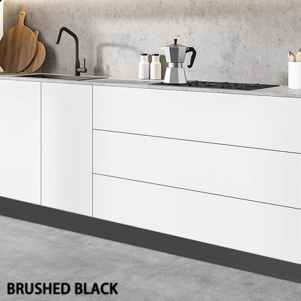 Stainless Steel Kick Plate, Peel and Stick Kickplate Base Cover, Baseboard Molding Trim for Wall, Door, Kitchen Cupboard, Dishwasher Toe - Anti-Scratch Protection (9.8ft x 3.9in, Brushed Black)