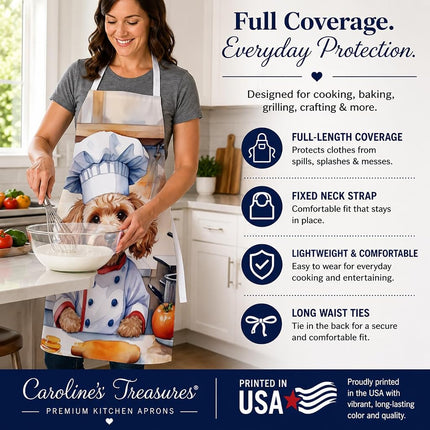 Caroline's Treasures Cockapoo The Chef Apron Cooking Kitchen Server Baking Crafts Gardening for Adult Women Men, Unisex, Large, Multicolor