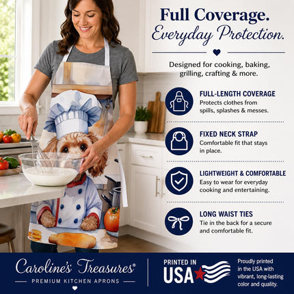 Caroline's Treasures Cockapoo The Chef Apron Cooking Kitchen Server Baking Crafts Gardening for Adult Women Men, Unisex, Large, Multicolor