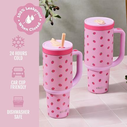 Ello Oasis 40oz Stainless Steel Tumbler - Strawberries