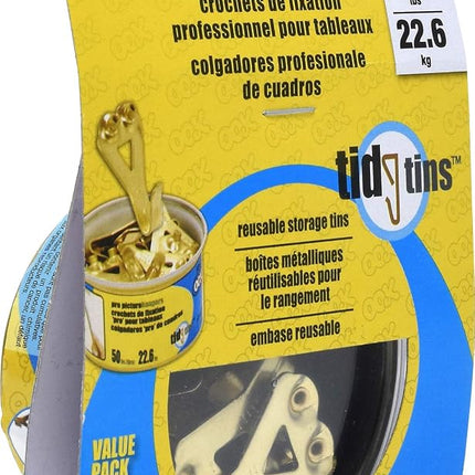 OOK 50674 Professional Picture Hangers, Art Hangers, Padded, Brass, Reusable Picture Hooks, 50lb (10 Set), Gold