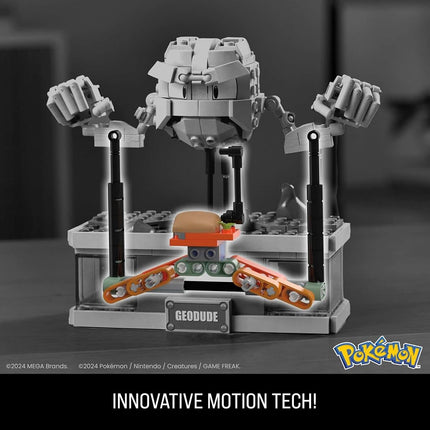 Juego de construcción MEGA Pokémon, Geodude con minimovimiento y 343 piezas, 12.7 cm de alto, brazos y boca móviles, coleccionable para adultos, HWR79