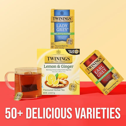 Twinings of London Decaffeinated Lady Grey Black Tea Bags, 20 Count (Pack of 6)