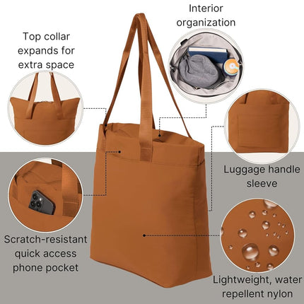 Baggallini Swift Women's Lightweight 12" x 16" Nylon Tote Bag with Zipper Travel Bag with Luggage Cover