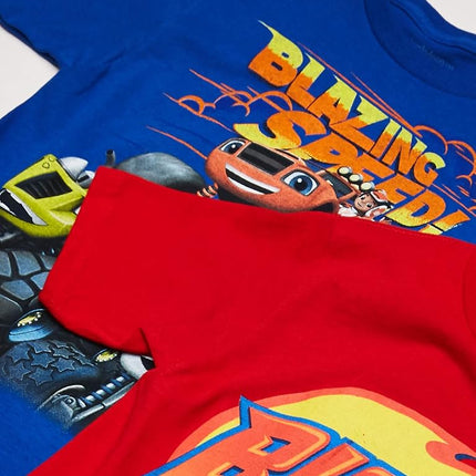 Lot de 3 tee-shirts Nickelodeon Le Garçon Blaze et les Monster Machines, Gris chiné/Rouge/Bleu roi, S-4