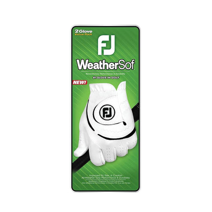 FootJoy Men's WeatherSof 2-Pack Golf Glove, White, X-Large, Worn on Left Hand