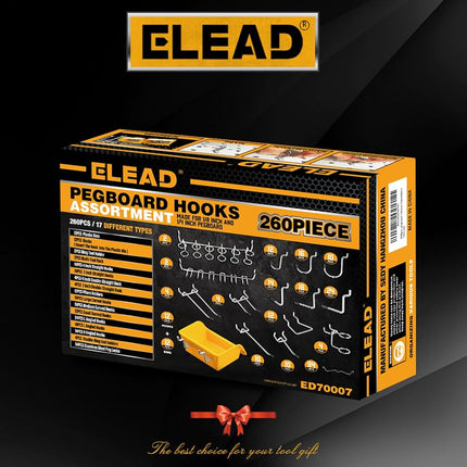 ELEAD 260-Piece Pegboard Hook Set, for 1/8 and 1/4 inch Peg Board Organizer Accessories with Pegboard Bins for Organizing Various Tools in The Garage Kitchen Bathroom Craft Room