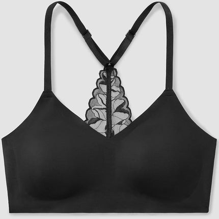 True & Co Women's Lace Racerback Adjustable Strap Bralette, Bare, XL