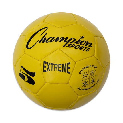 Champion Sports Extreme Series Soccer Ball Regulation Size 5 - Collegiate, Professional, and League Standard Kick Balls - All Weather, Soft Touch, Maximum Air Retention - For Adults, Teenagers, Yellow