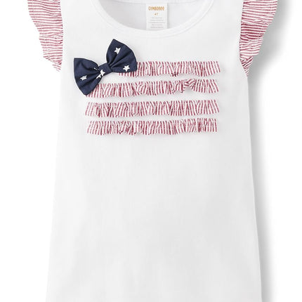 Camisetas de manga corta bordadas con gráficos de primavera y verano para niñas y bebés Gymboree, lazo americano, 12