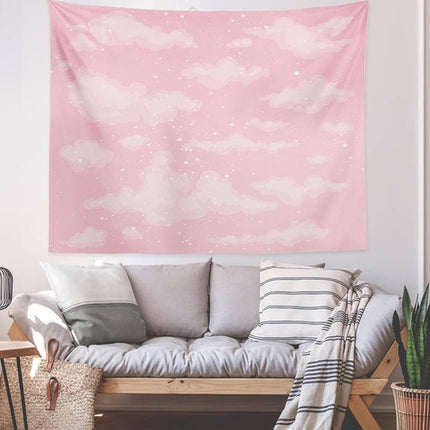 Lshtar Pink Sky Tapestry, Tapisserie décorative Mignon Ciel Rose Nuage Air Fond Belle Beauté Jour Lumineux Tenture Murale 80 L x 60 l, Pour Chambre Mignon Ciel Rose 05