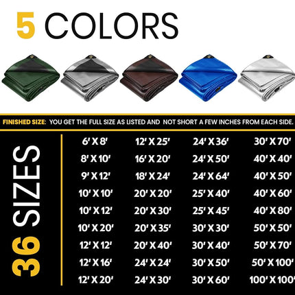 Lona PROTARP Extrarresistente de 16 Milésimas, Impermeable, Resistente a los Rayos UV, a Desgarros y Roturas, Lona de Polietileno con Bordes Reforzados para Techo, Camping, Patio, Piscina, Barco. (Blanco 8? X 10?)