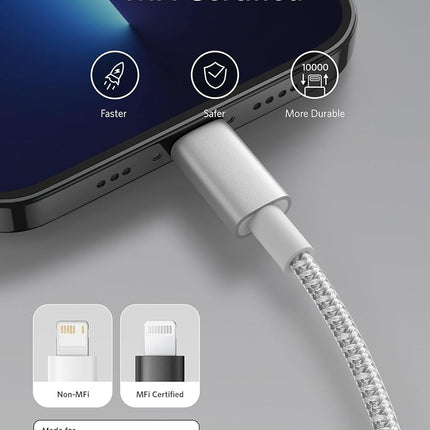 Anker New Nylon USB C to Lightning Cable, Apple MFi Certified for iPhone 14 Series, and More (6FT,Silver)