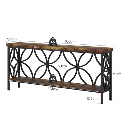 Tribesigns Hallway Console Table, 180 cm Long Sofa Table Behind Couch, Entry Console Table with Storage for Entryway, Living Room, Foyer, Unique Design, Rustic Brown