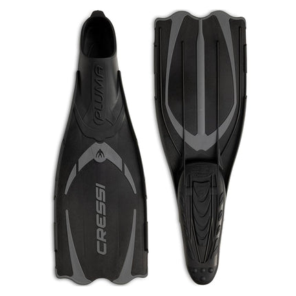 Cressi Adult Pluma Fins - Fluid Flutter Swimming Fins - Polypropylene Flippers - Snorkelling & Freediving Use - Dark - 10-11