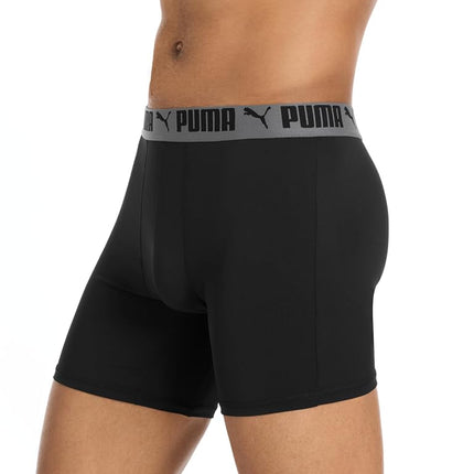PUMA Men's 4 Pack Active Stretch Boxer Briefs, Black, L