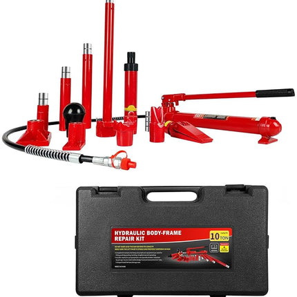 10 Ton Porta Power Hydraulic Jack Kit - 20,000 LBS Capacity Heavy Duty Hydraulic Ram Set with 17-Piece Accessories & Carrying Case, for Auto Truck Tractor Equipment Repair, Max Lift 5.1 Inch