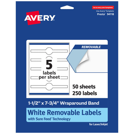 Avery Matte White Removable Cigar Labels with Sure